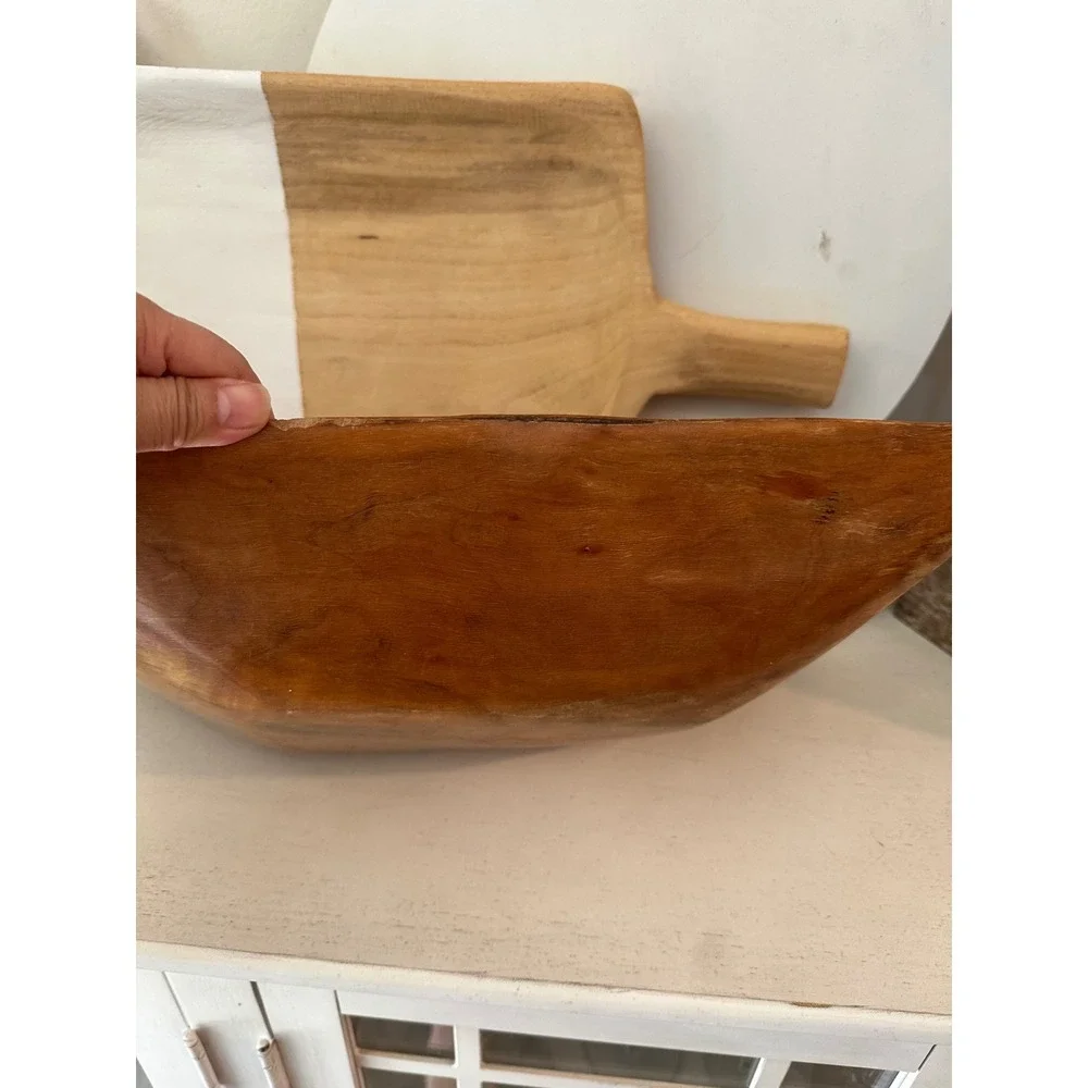 Vintage Hand-Carved Teak Dough Bowl – 16